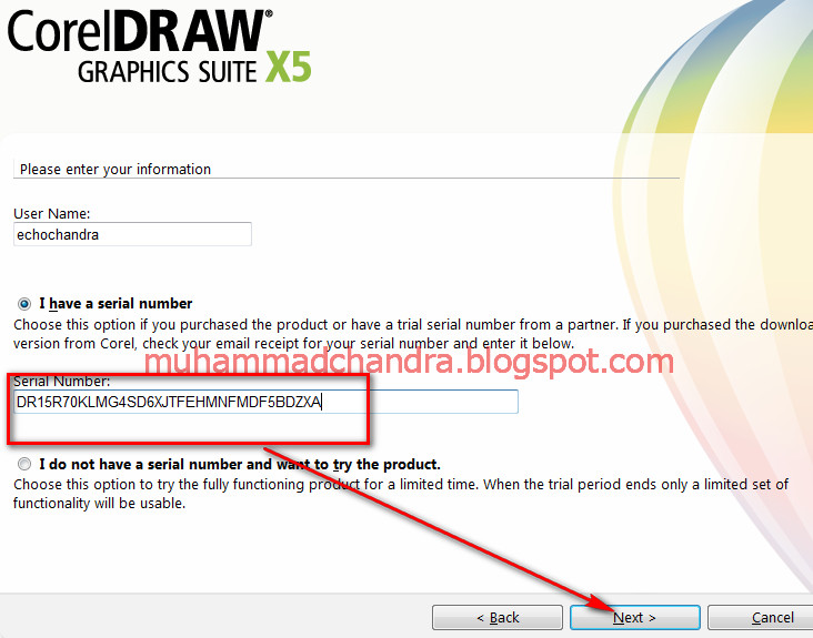 how to find serial number of corel draw x5
